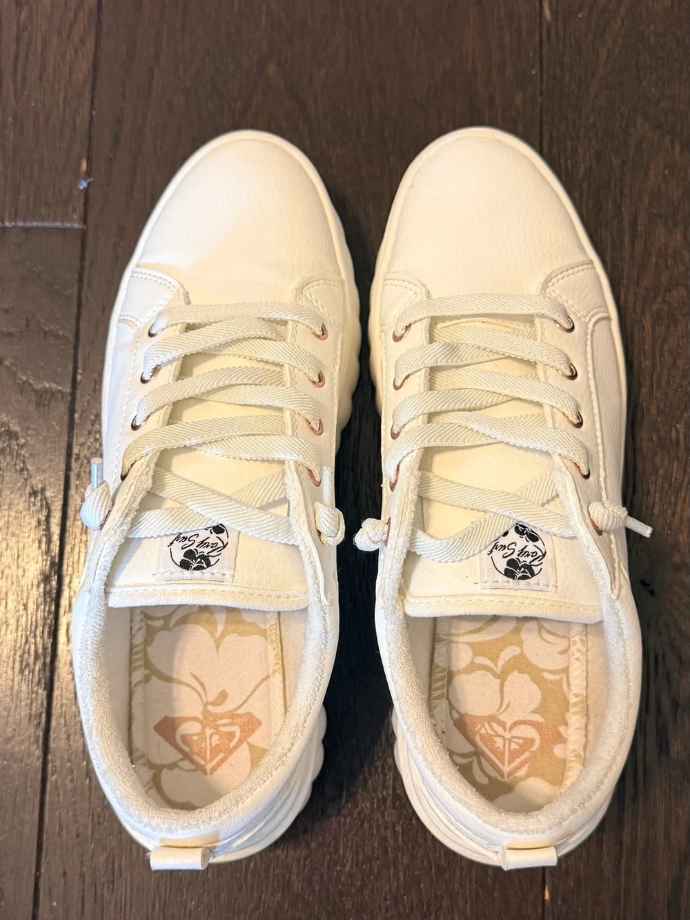 Roxy Sheilahh White Platform Lace-Up Sneakers for Women